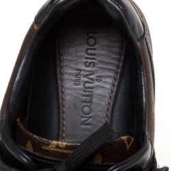 Louis Vuitton Brown/Black Leather And Monogram Canvas Globe Trotter Sneakers Size 39