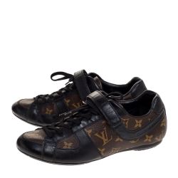 Louis Vuitton Brown/Black Leather And Monogram Canvas Globe Trotter Sneakers Size 39
