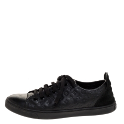 Louis Vuitton Black Monogram Empreinte Leather and Suede Low Top Sneakers Size 37.5