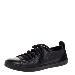 Louis Vuitton Black Monogram Empreinte Leather and Suede Low Top Sneakers Size 37.5