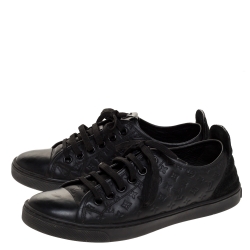 Louis Vuitton Black Monogram Empreinte Leather and Suede Low Top Sneakers Size 37.5