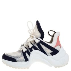 Louis Vuitton White/Blue Leather And Mesh Archlight Lace Up Sneakers Size 35.5