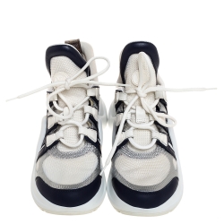 Louis Vuitton White/Blue Leather And Mesh Archlight Lace Up Sneakers Size 35.5