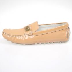 Pre Owned Louis Vuitton Peach Patent Leather Zen Loafers Size 39