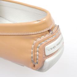 Pre Owned Louis Vuitton Peach Patent Leather Zen Loafers Size 39
