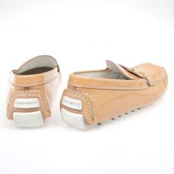 Pre Owned Louis Vuitton Peach Patent Leather Zen Loafers Size 39