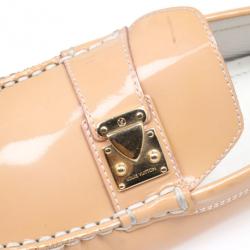 Pre Owned Louis Vuitton Peach Patent Leather Zen Loafers Size 39