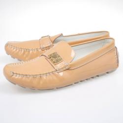 Pre Owned Louis Vuitton Peach Patent Leather Zen Loafers Size 39