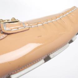 Pre Owned Louis Vuitton Peach Patent Leather Zen Loafers Size 39