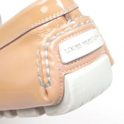Pre Owned Louis Vuitton Peach Patent Leather Zen Loafers Size 39