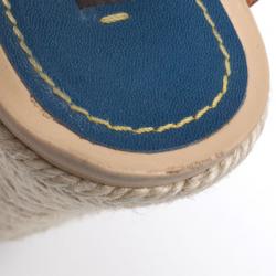 Pre Owned Louis Vuitton Monogram Denim & Leather Espadrilles Wedges Size 38