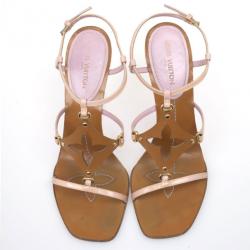 Pre Owned Louis Vuitton Brown Capricieuse Wedge Sandals Size 39.5