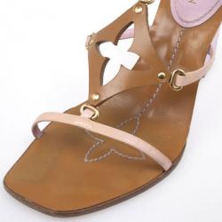 Pre Owned Louis Vuitton Brown Capricieuse Wedge Sandals Size 39.5