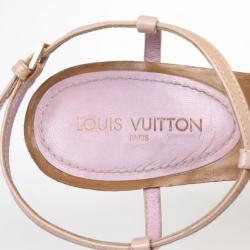 Pre Owned Louis Vuitton Brown Capricieuse Wedge Sandals Size 39.5
