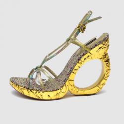 مملوكة مسبقًا Louis Vuitton Metallic Feerique Morganne Wedge Sandals Size 40