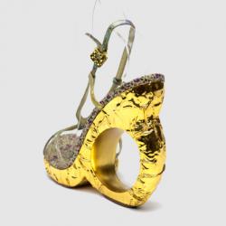 مملوكة مسبقًا Louis Vuitton Metallic Feerique Morganne Wedge Sandals Size 40