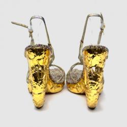 مملوكة مسبقًا Louis Vuitton Metallic Feerique Morganne Wedge Sandals Size 40