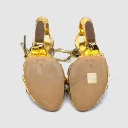 مملوكة مسبقًا Louis Vuitton Metallic Feerique Morganne Wedge Sandals Size 40