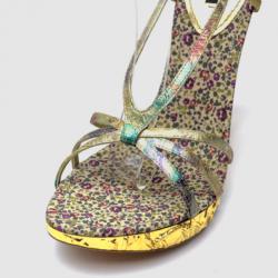 مملوكة مسبقًا Louis Vuitton Metallic Feerique Morganne Wedge Sandals Size 40