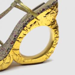 مملوكة مسبقًا Louis Vuitton Metallic Feerique Morganne Wedge Sandals Size 40