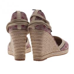 مملوكة مسبقًا Louis Vuitton Pink Monogram Denim Espadrilles Wedges With Straps Size 39