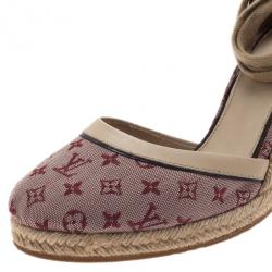 مملوكة مسبقًا Louis Vuitton Pink Monogram Denim Espadrilles Wedges With Straps Size 39