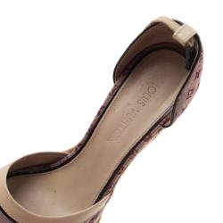 مملوكة مسبقًا Louis Vuitton Pink Monogram Denim Espadrilles Wedges With Straps Size 39