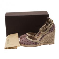 مملوكة مسبقًا Louis Vuitton Pink Monogram Denim Espadrilles Wedges With Straps Size 39