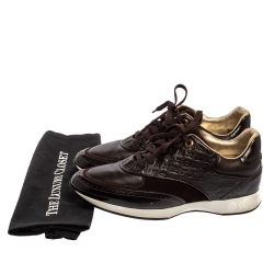 Pre Owned حذاء رياضي لوي فيتون سويدي وجلد بني مونوغرامي مقاس 39