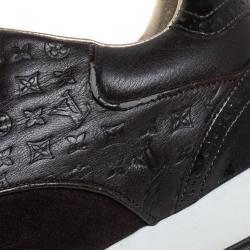 Pre Owned حذاء رياضي لوي فيتون سويدي وجلد بني مونوغرامي مقاس 39