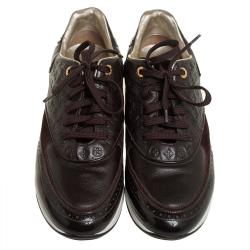 Pre Owned حذاء رياضي لوي فيتون سويدي وجلد بني مونوغرامي مقاس 39