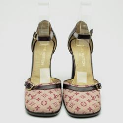 Pre Owned Louis Vuitton Pink Denim Monogram Square Toe Sandals Size 39.5