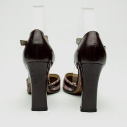 Pre Owned Louis Vuitton Pink Denim Monogram Square Toe Sandals Size 39.5