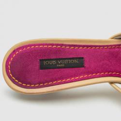 Pre Owned Louis Vuitton White Multicolor Bow Slides Size 38