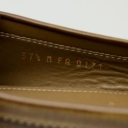 Pre Owned Louis Vuitton Brown Glazed Leather Cluny Loafers Size 37.5