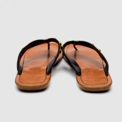 Pre Owned Louis Vuitton Brown Leather Studded Flat Thong Slippers Size 40 