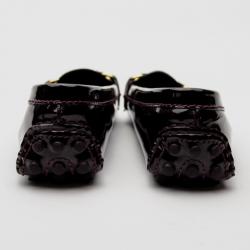 Pre Owned Louis Vuitton Burgundy Patent Leather Oxford Loafers Size 38