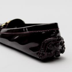Pre Owned Louis Vuitton Burgundy Patent Leather Oxford Loafers Size 38