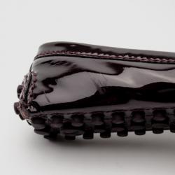 Pre Owned Louis Vuitton Burgundy Patent Leather Oxford Loafers Size 38