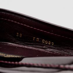 Pre Owned Louis Vuitton Burgundy Patent Leather Oxford Loafers Size 38