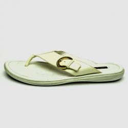 Pre Owned Louis Vuitton White Patent Leather Thong Slippers Size 39.5