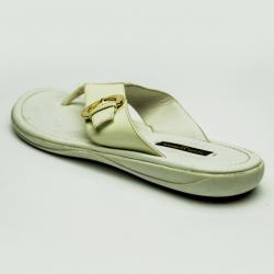Pre Owned Louis Vuitton White Patent Leather Thong Slippers Size 39.5