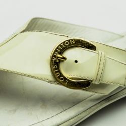 Pre Owned Louis Vuitton White Patent Leather Thong Slippers Size 39.5