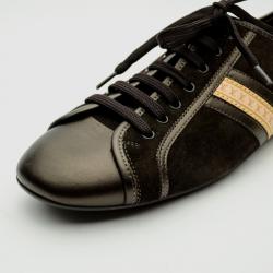Pre Owned Louis Vuitton Brown Suede & Leather Sneakers Size 39