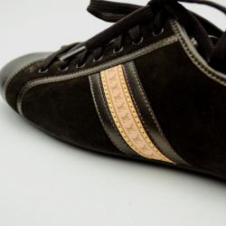 Pre Owned Louis Vuitton Brown Suede & Leather Sneakers Size 39