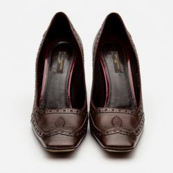 Pre Owned Louis Vuitton Brown Leather Brogue Pumps Size 38.5