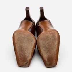 Pre Owned Louis Vuitton Brown Leather Brogue Pumps Size 38.5