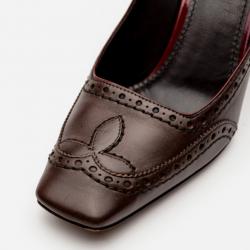 Pre Owned Louis Vuitton Brown Leather Brogue Pumps Size 38.5