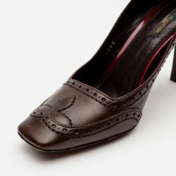 Pre Owned Louis Vuitton Brown Leather Brogue Pumps Size 38.5