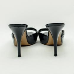 Pre Owned Louis Vuitton Mini Lin Patent Leather Mules Size 39